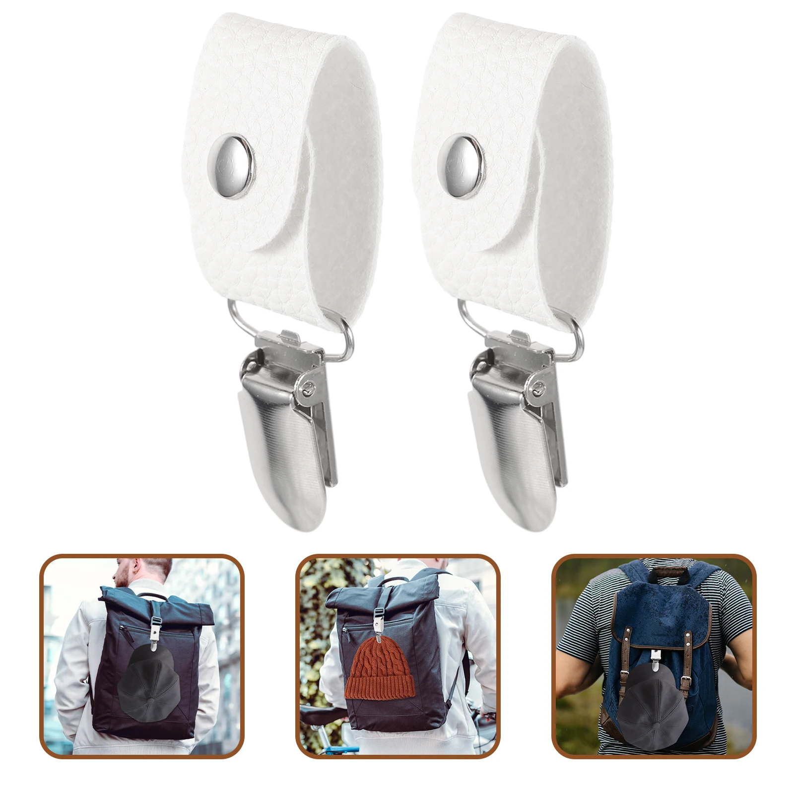 

2pcs Travel Pu Hat Clip Outdoor Hiking Camping Secure Bag Holder Lightweight Compact Windproof Hat Fixing Purse