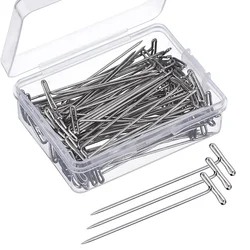 50pcs Small T Pins for Holding Wigs Needle Sewing Quilting Pin Blocking Knitting Pin for Knitting Crocheting Needlework