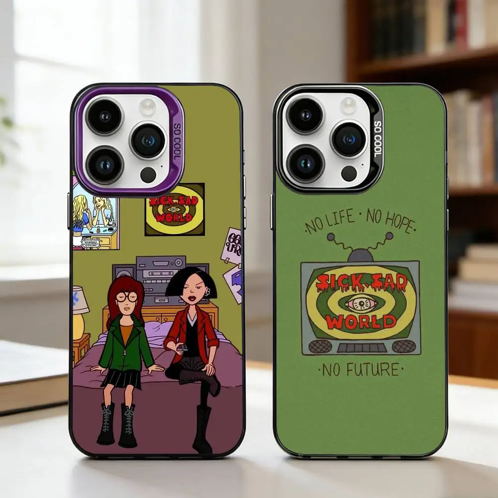 

Vintage Cool D-Daria Cartoon Girl Phone Case For iPhone17,16,15,14,13,12,11,Pro,MAX Gray Matte Silicone Black Cover