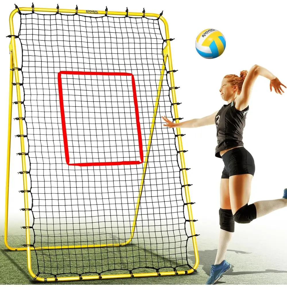 

Portable 4x7ft Volleyball Training Net with Adjustable Rebound and Ground Pegs for Outdoor/Indoor Use