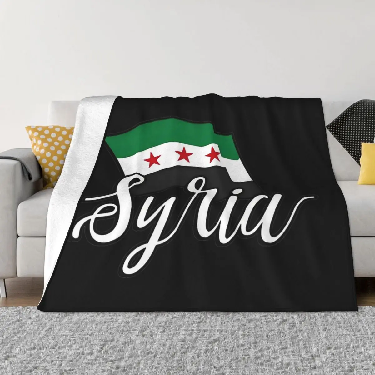 Syria Flag Flannel Throw Blanket Syrian Arab Republic Blanket for Bedding Car Ultra-Soft Plush Thin Quilt