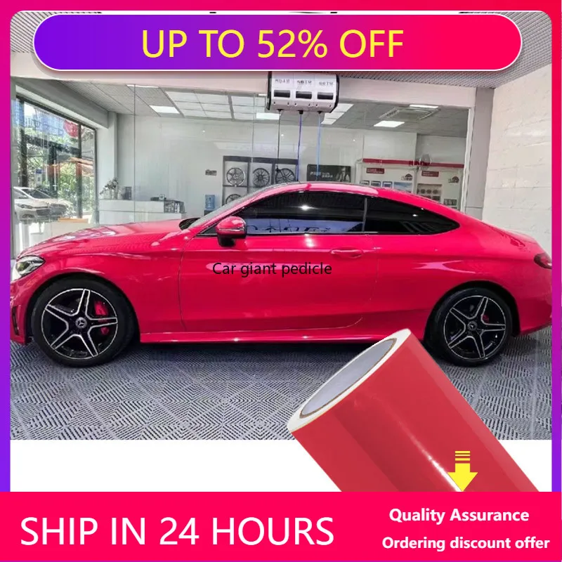 

Gloss Crystal Strawberry Red Car Wrap Film Auto Plastic Auto Plastic Assurance Air passage pattern Stickers Covering Foil Air