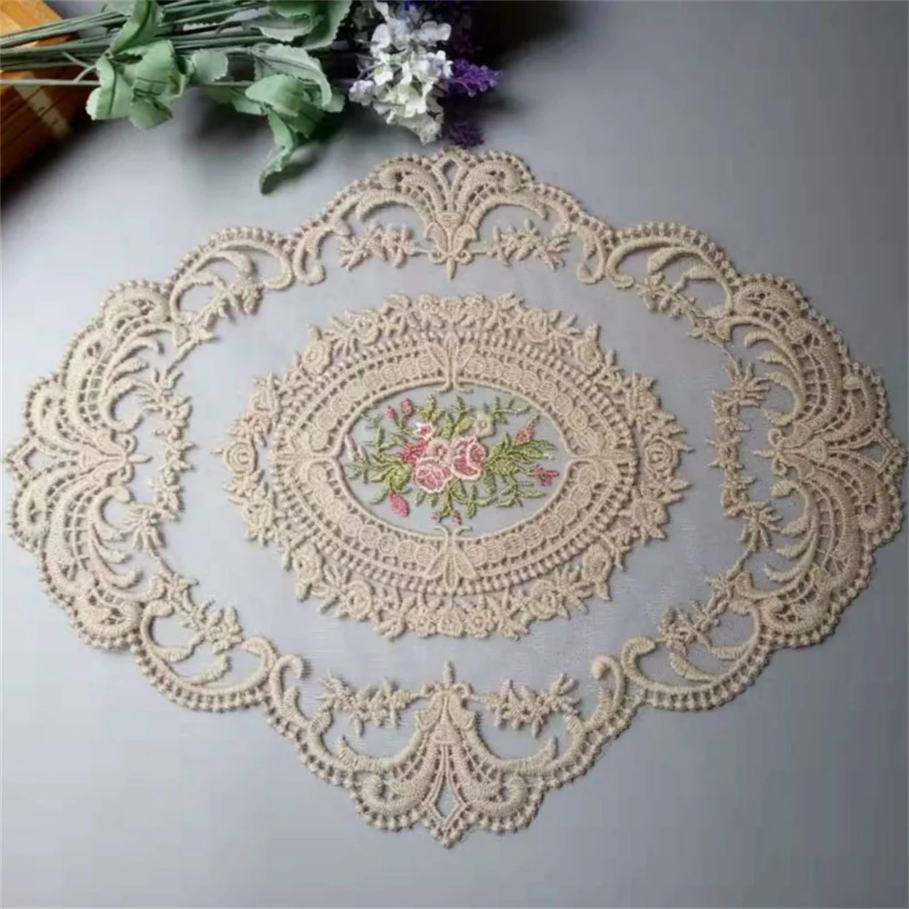 

30*43 cm Lace Flower Applique Ribbon Trim for Sofa Curtain Towel Bed Cover Trimmings Home Textiles Applique DIY Polyester Mesh