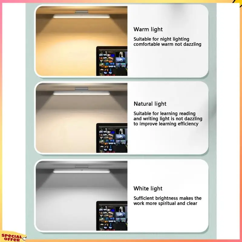 ABFI 3X Wireless LED Wall Reading Light Stick On Bunk Dimmable Contact Lights Headboard Adhesive Lamp For Makeup Mirror White