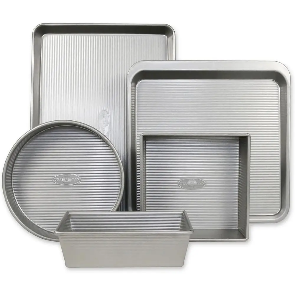 

Набор форм для выпечки из алюминизированной стали, 5 предметов: противень для печенья, противень для выпечки хлеба, квадратная форма, круглая форма для торта