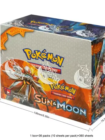 Boîte de boosters scellée Pokémon TCG Soleil et Lune – Cartes à collectionner Lunala, Solgaleo, Incineroar, Decidueye – Collection Anime – Cadeau