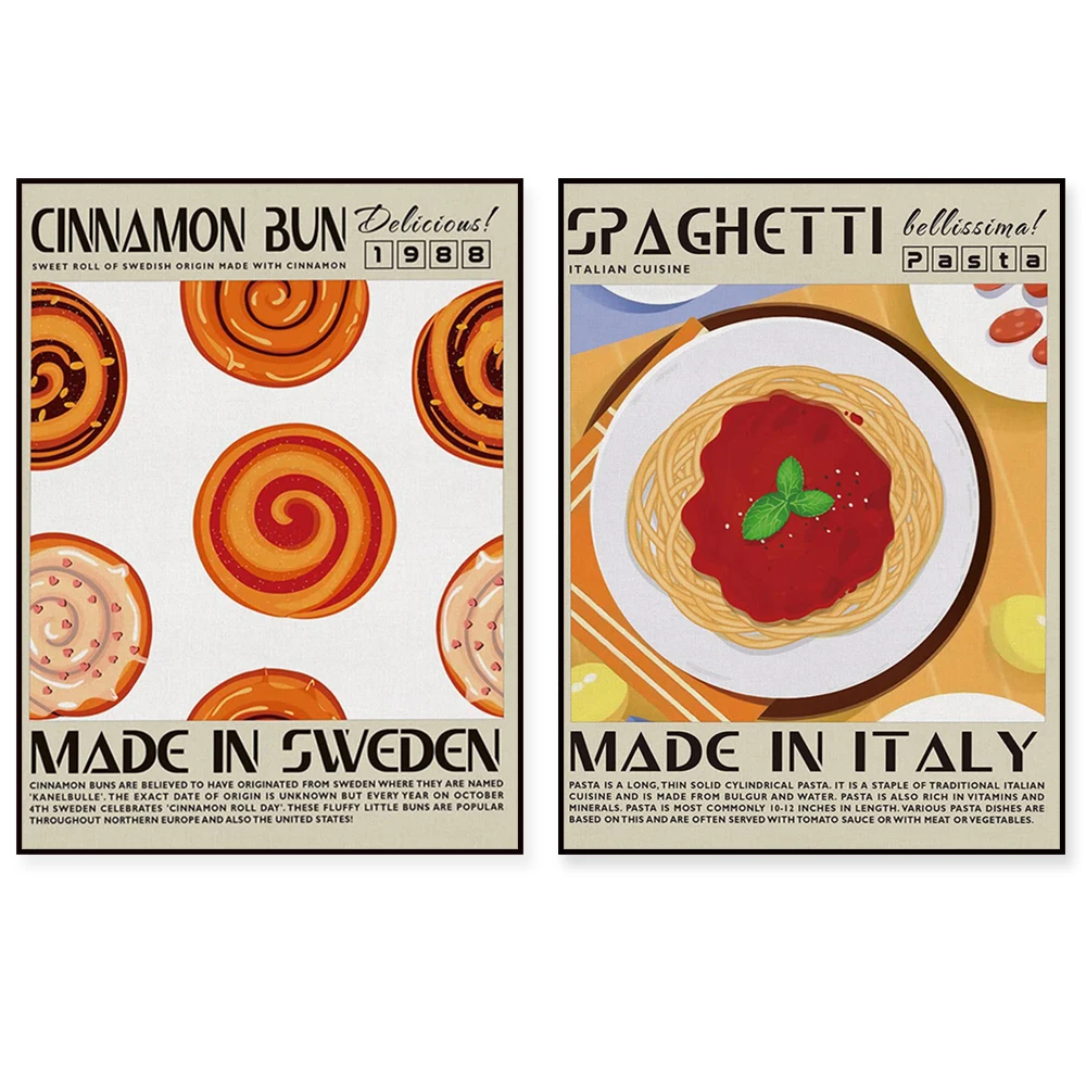 Macarrones y queso, sopa de fideos de ternera, sushi, bebida de café, barbacoa, tacos, pasta, croissant, albóndigas, carteles de comida de cocina