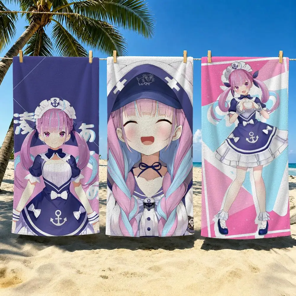 VTuber Minato Aqua Towel Towel Soft Pool Gift For Travel Gym Shower Cool Camping Quick Dry Sports  Large Beach Towel