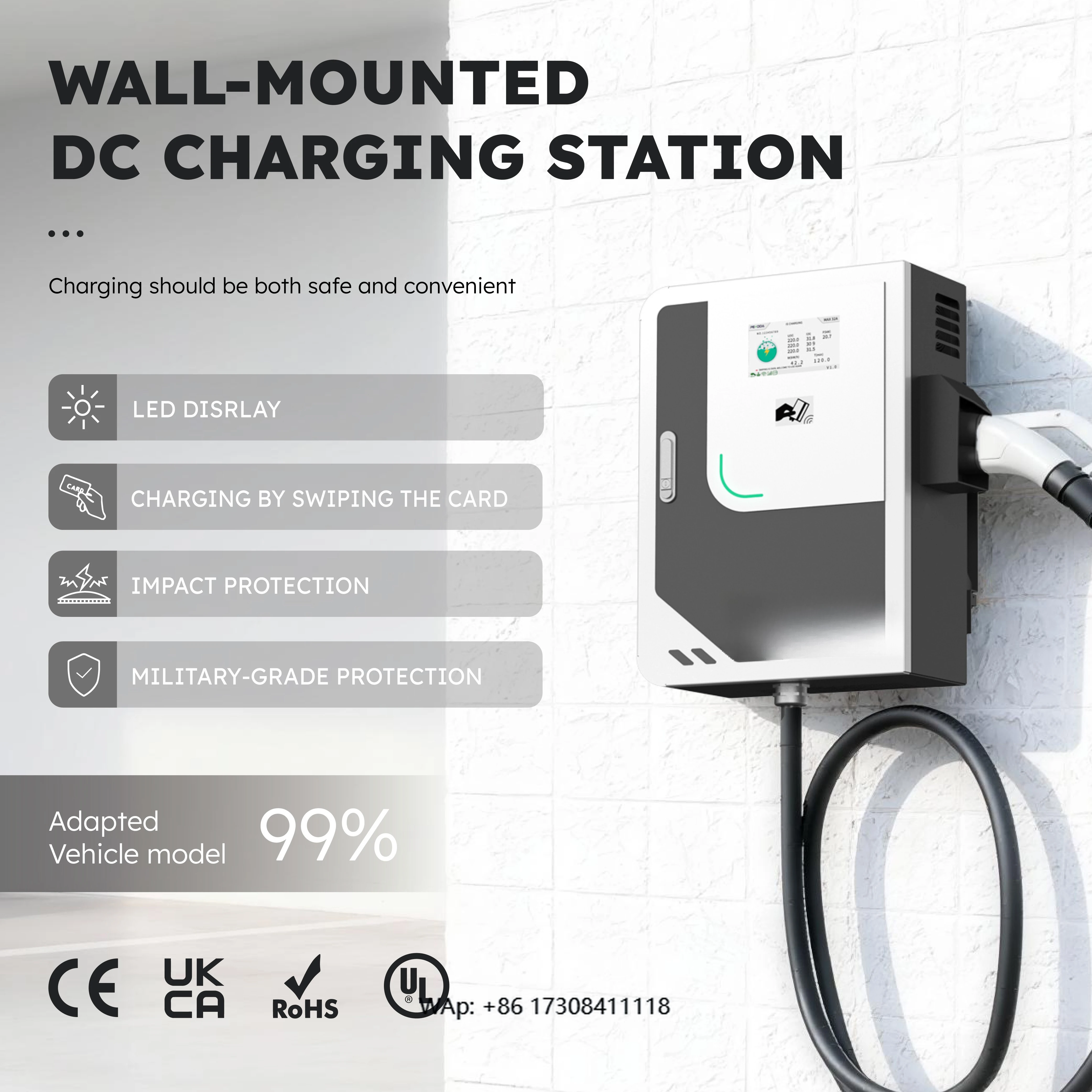 21kw 28kw Single Phase DC Level 3 Fast Charging Station Ev Wall Charger EV DC Charger CCS2 Ocpp Ev Charging Station Dc Wallbox