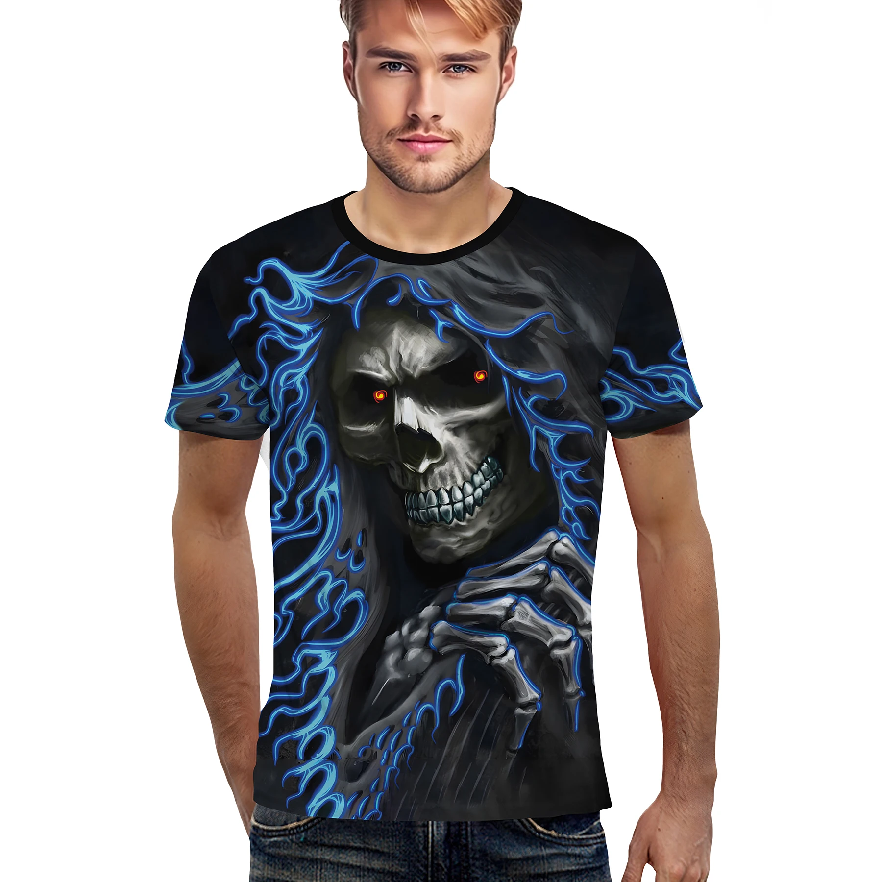 

Summer Men's Skull 3D All Over Printed T-shirts Unisex Tee Fashion Shirt Hip Hop Horrific Dark Short Sleeve Crew Neck Streetwear
