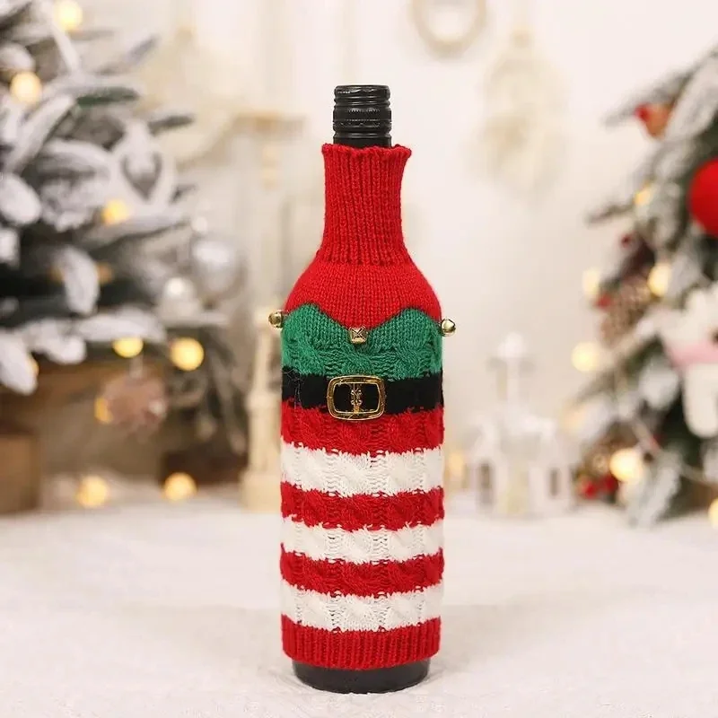 

Christmas Wine Bottle Cover Knit Christmas Decorations 2024 for Home Christmas Snowman Table Party Decor Beautiful Xmas Gift 1PC