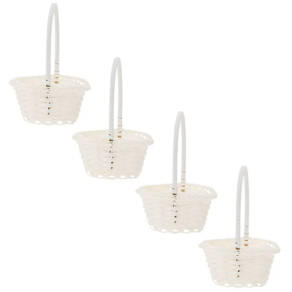 

Набор из 4 плетеных корзин в деревенском стиле для цветов, портативные ручные корзины для цветочных композиций, многофункциональные декоративные корзины для хранения на свадьбу