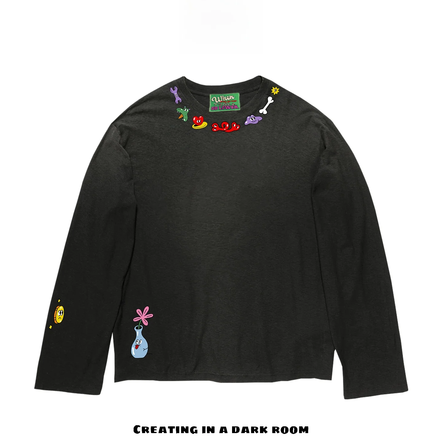 Interesting Soul Artist Cartoon Oversize Patchwork Lazy Washed Vintage Long T-shirt Cotton Casual Fashion Unisex City Outfits
