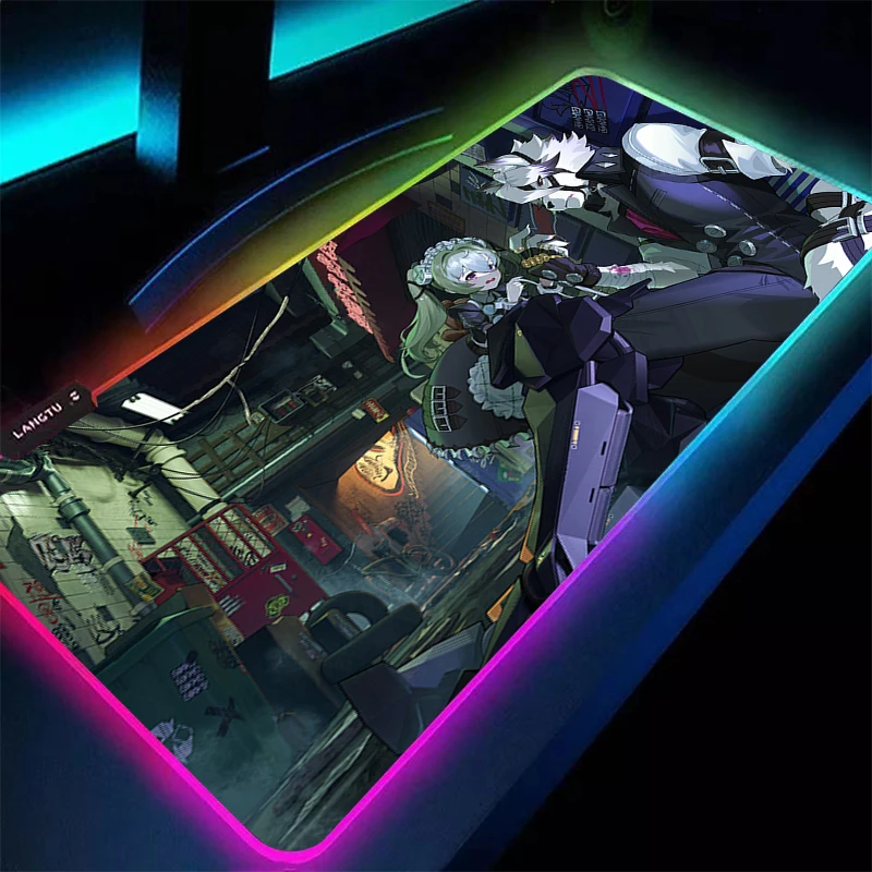 Alfombrilla de ratón LED para Gamer, alfombrilla de escritorio RGB para PC, alfombrilla de goma de Anime Zenless Zone Zero Von Lycaon, alfombrilla para teclado, accesorios para juegos