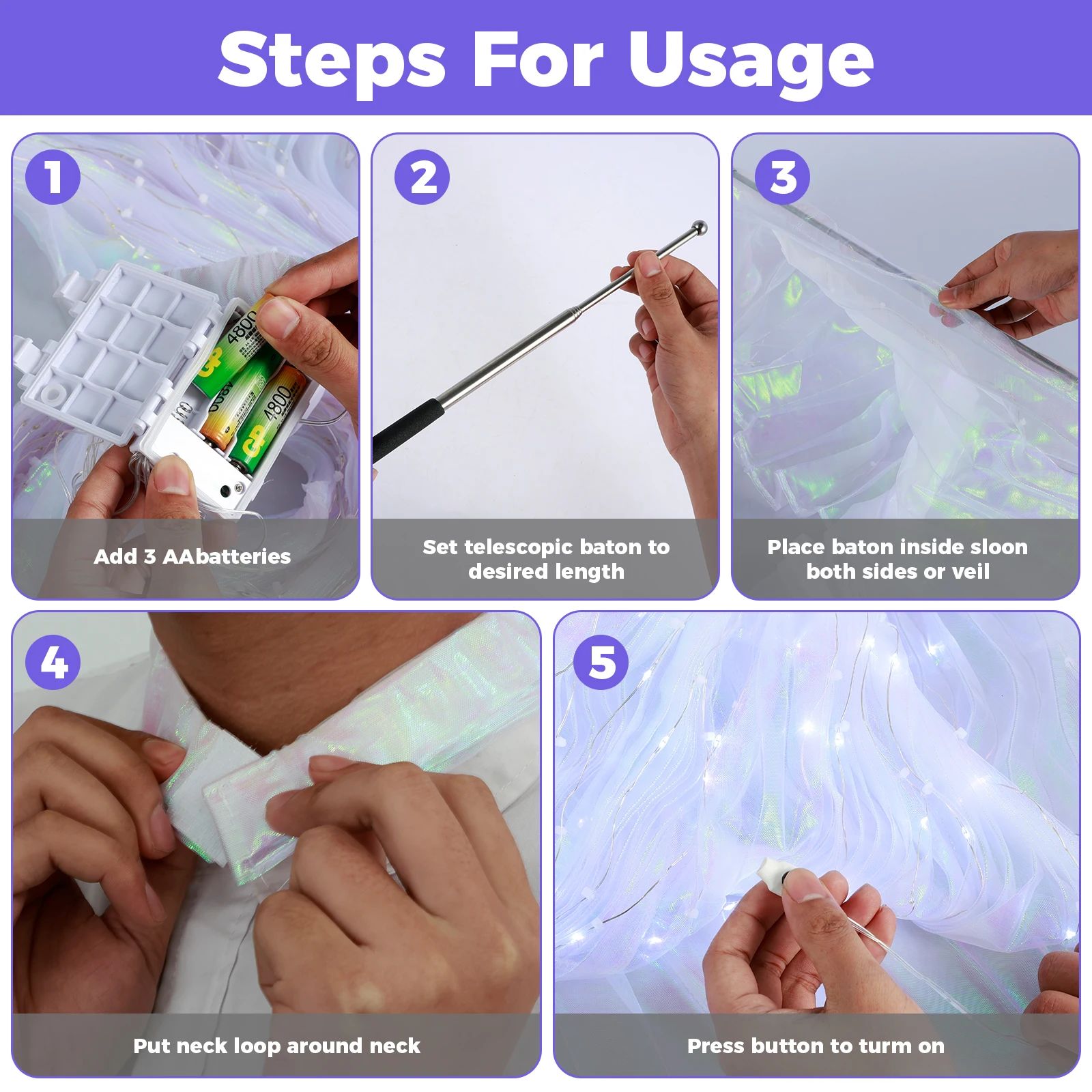 Skrzydła do tańca brzucha Kolorowe skrzydła LED motyla Isis Dorosłe dzieci Tancerze Występ na scenie Taniec brzucha Rekwizyt do zdjęcia