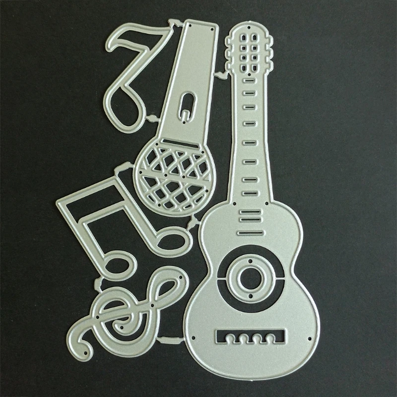 Carbon Steel Cutting Dies Template Guitar Microphone Combination Embossing Puzzle Paper Art Craft Cutting Dies Template