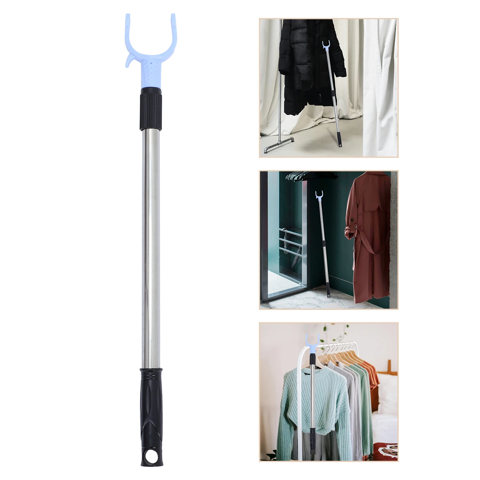

Retractable Clothes Drying Fork Closet Extending Rod Hook Clothing Stainless Steel Extendable Poles Hanging