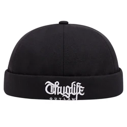 2024 New Fashion Casual Letter Embroidery Simple Solid Color Unisex Brimless Hat Autumn/winter Windproof Beanie