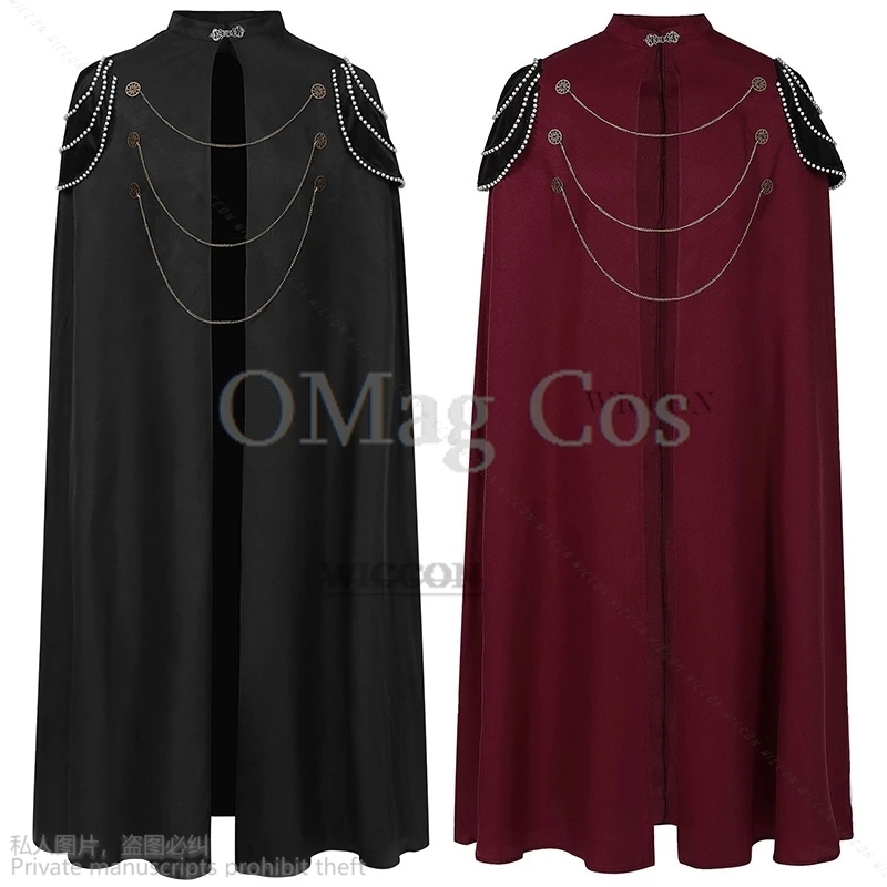 

Medieval European cos Royal Cloak (with shoulder pads) Men's and Women's Vintage cosplay Chain Hooded Cloak Performance Costume