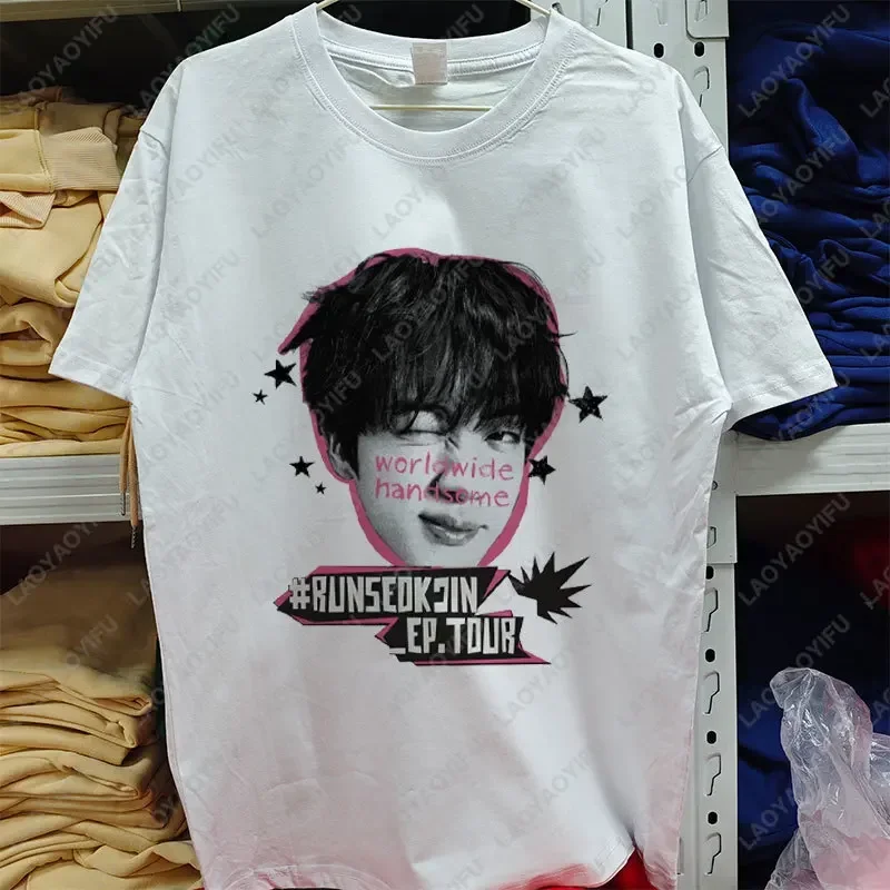 تي شيرت ريترو رن Seokjin Ep Tour 2025 للرجال والنساء من القطن لا تقول أنك أحبني ملابس وسيم مضحك لطيف تونا تي شيرت