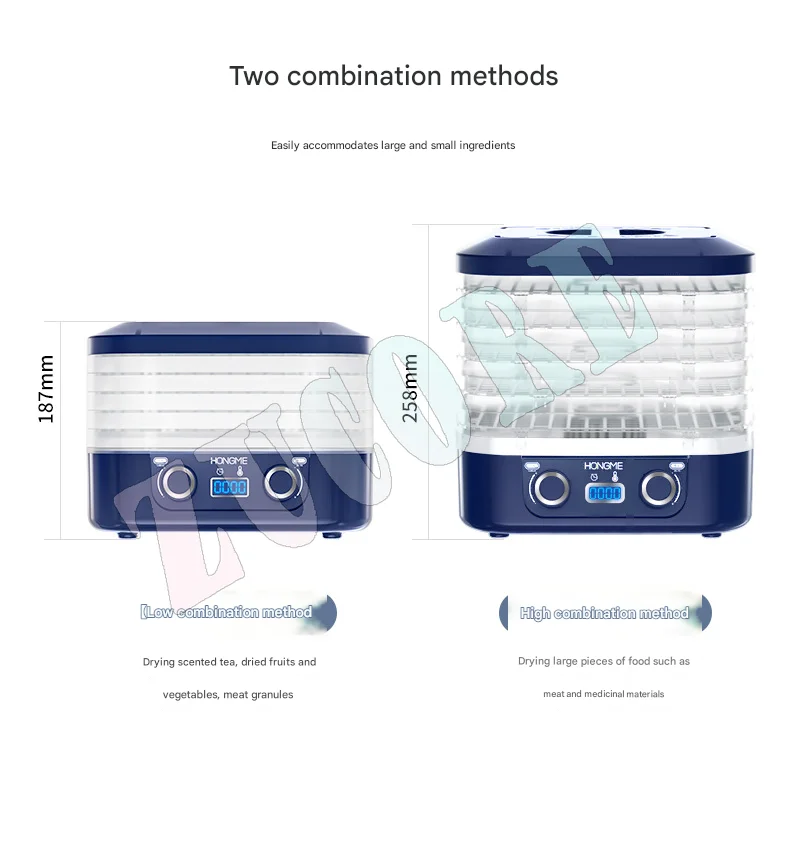 مجفف طعام مكون من 5 طبقات لخضروات الفواكه واللحوم والكلاب يعامل آلة التجفيف المنزلية مع مؤقت خالي من مادة BPA