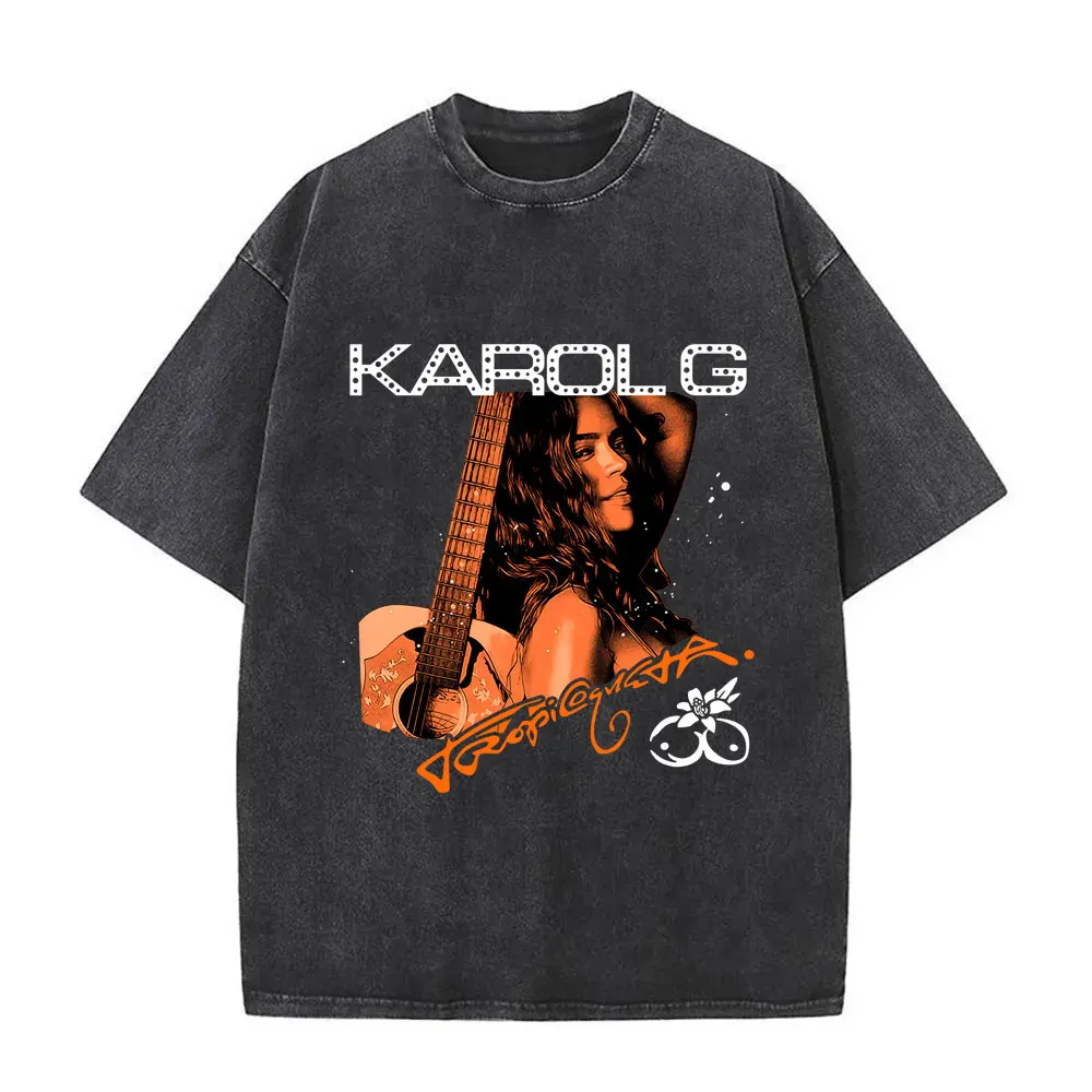 

Vintage Wasehd T-shirt Karol G Tropicoqueta 2025 New Album T Shirts Men Women Clothing Oversized Streetwear Male Casual Tshirt