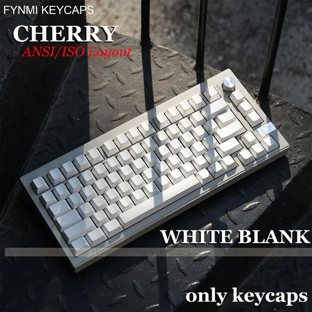 Fynmi ISO ANSI Blank White Cherry Profile PBT Keycaps 61 Keys to 146 Keys Original Dye-Sublimation Keycaps
