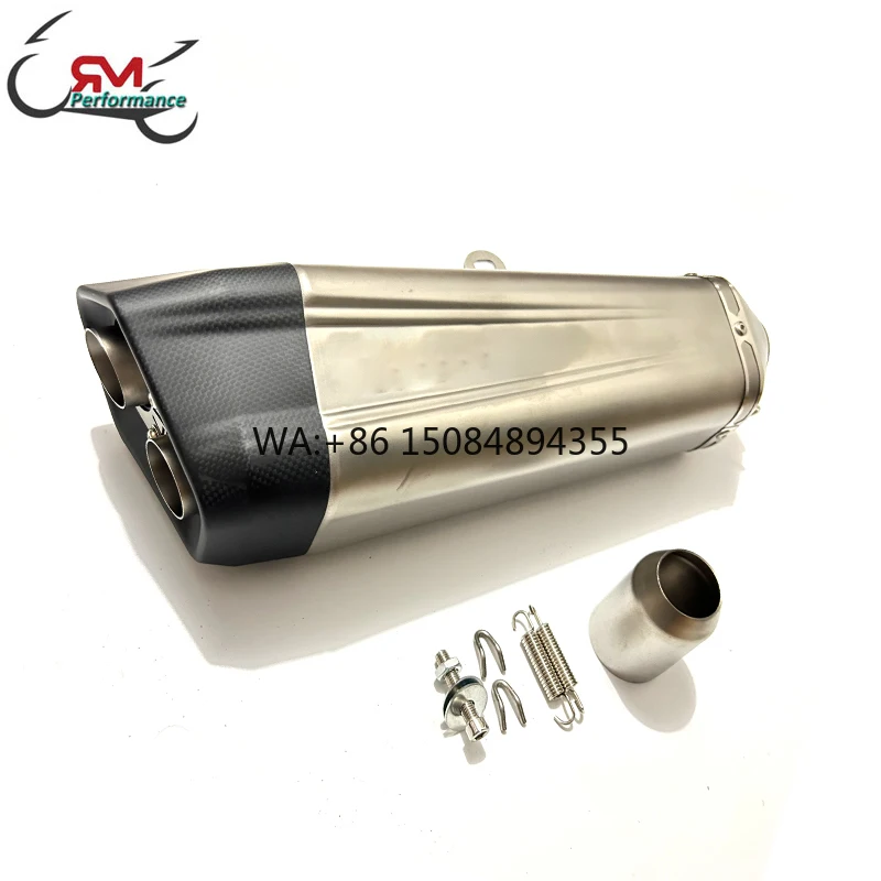 Motorcycle Exhaust Pipe Escape Modify Carbon Fiber Muffler Double Hole for Ninja 250 ZX4R CBR500R MT07 Tube Escapes Moto