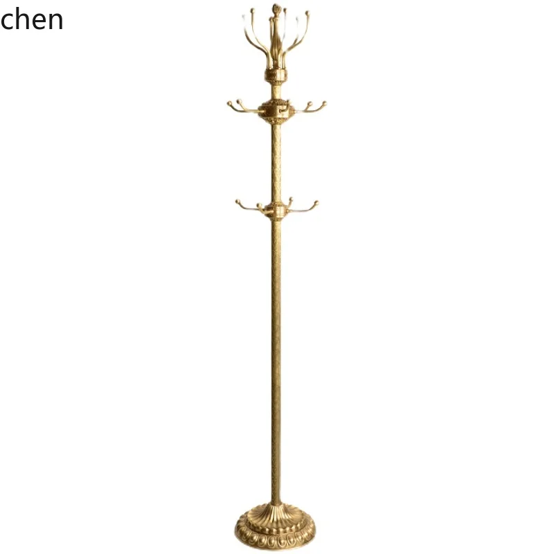 

ZMLClassical Pure Copper Coat Rack Floor Single Rod Clothing Rack Living Room Bedroom Home Decoration
