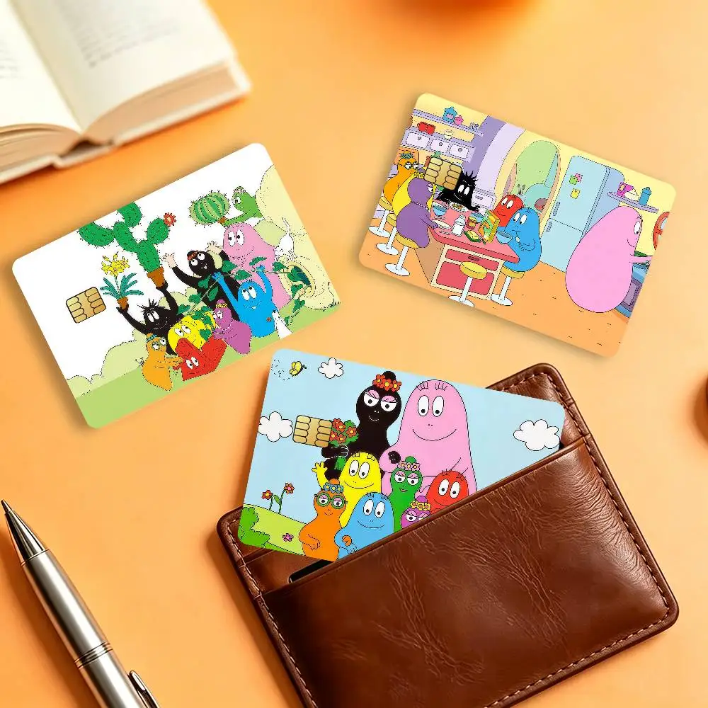 Anime B-Barbapapa Birthday Matte Card Stickers For Credit Cards Debit Cards And Transit Cards 4Pcs