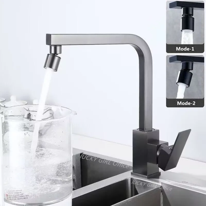 Copper 2 Mode Kitchen Faucet Spray Head Nozzle Black Extender Faucet 360° Rotary Splashback Bathroom Tap Water Saving Nozzle