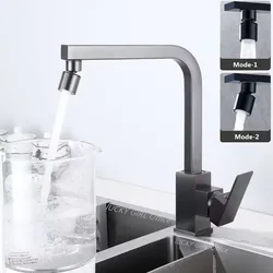 Cobre 2 modo torneira da cozinha cabeça de pulverização bico extensor preto torneira 360 ° rotativo splashback torneira do banheiro bico de poupança água