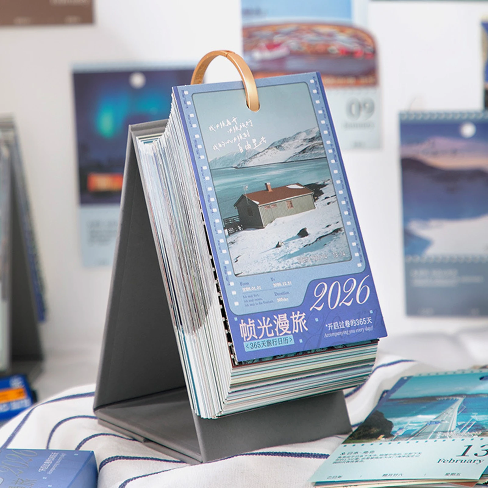 Travel Theme Desk Calendar With Scenic Illustrations Daily Planner Notepad Reusable Office Memo Organizer For Home And Office