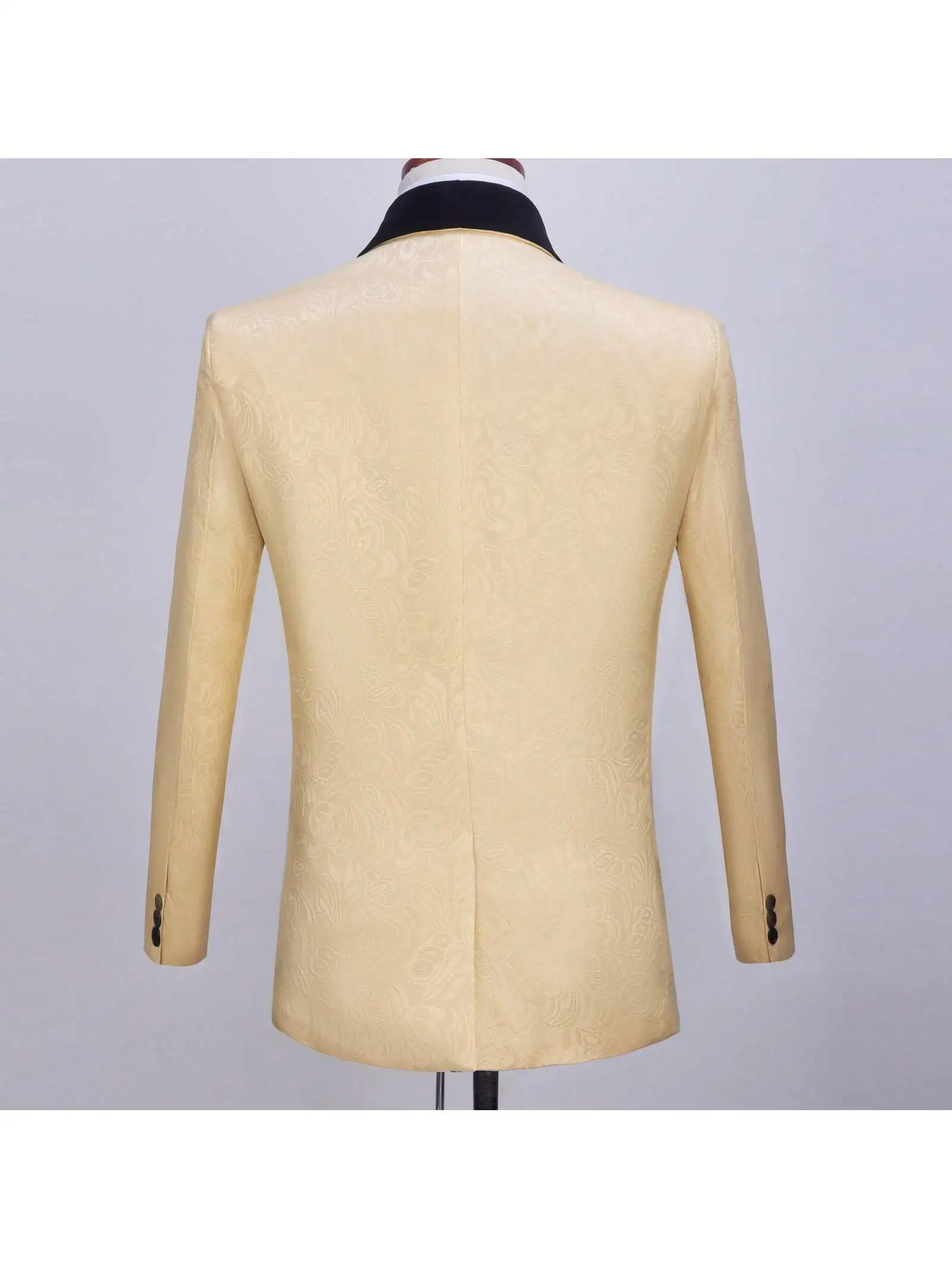 Heren 3-delige bloemen smoking, jacquard slanke pakset, paisley blazervest en broek voor schoolbalbruiloft