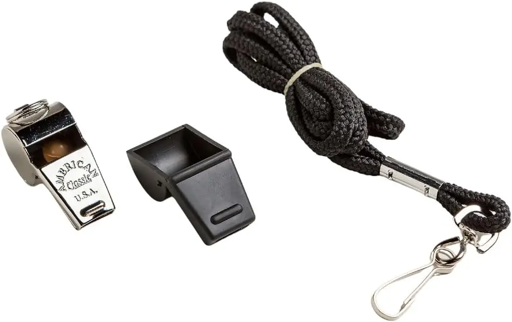 

Solid Brass Whistle 126db with Paracord Lanyard & Safe-T-Tip - Professional Grade, Made in USA