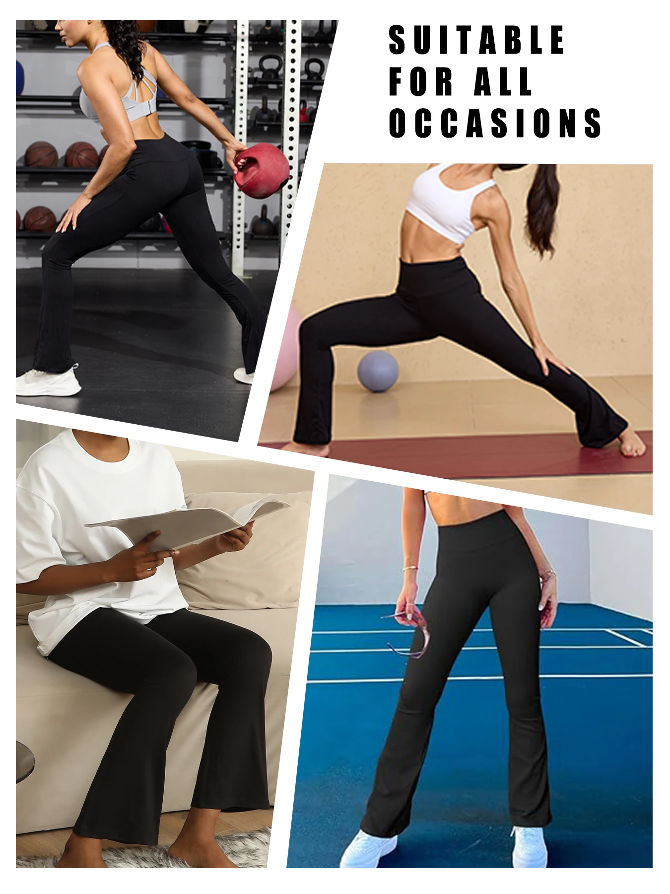 Women's Super Soft Flare Pants High Waisted Tummy Control Workout Yoga Push Up Gym Fitness Long Leggings Bell Bottoms image 3