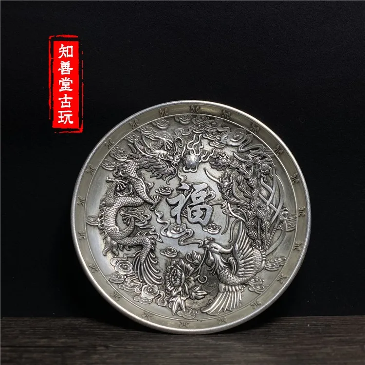 

Copper ware, silver plated plates, plates, dragon and phoenix plates, plates, home furnishings collection