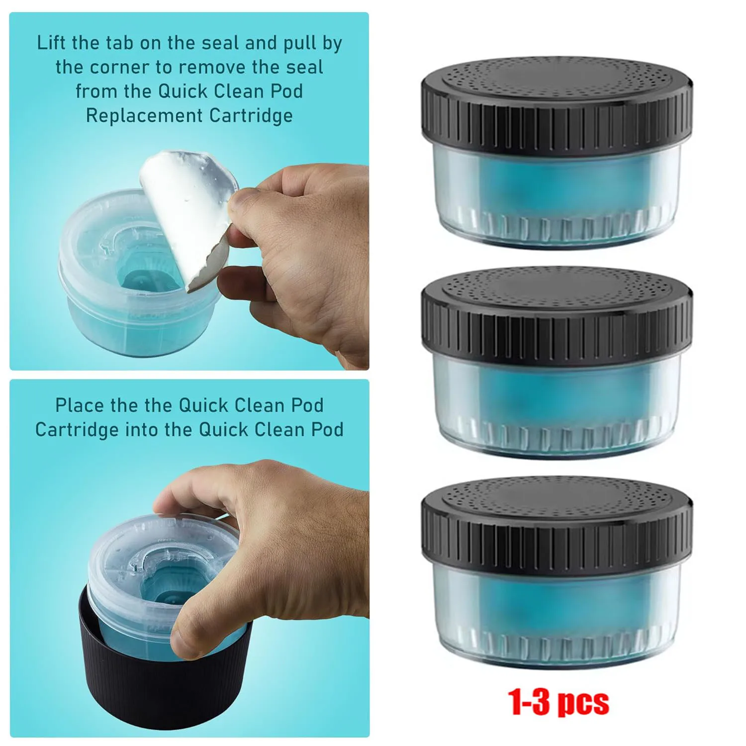 NEW 1-3PCS Quick Clean Pod Replacement Cartridge Compatible with Philips Norelco Quick Clean pods Just cleaning solution 160ML