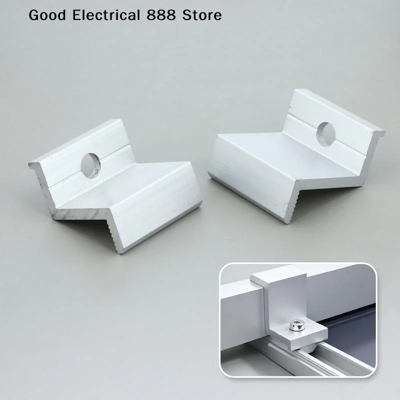 【G】5/10Pcs For Aluminum Alloy Solar Panel End Clamps For PV Module Racking Mount System Accessories Photovoltaic Mounting