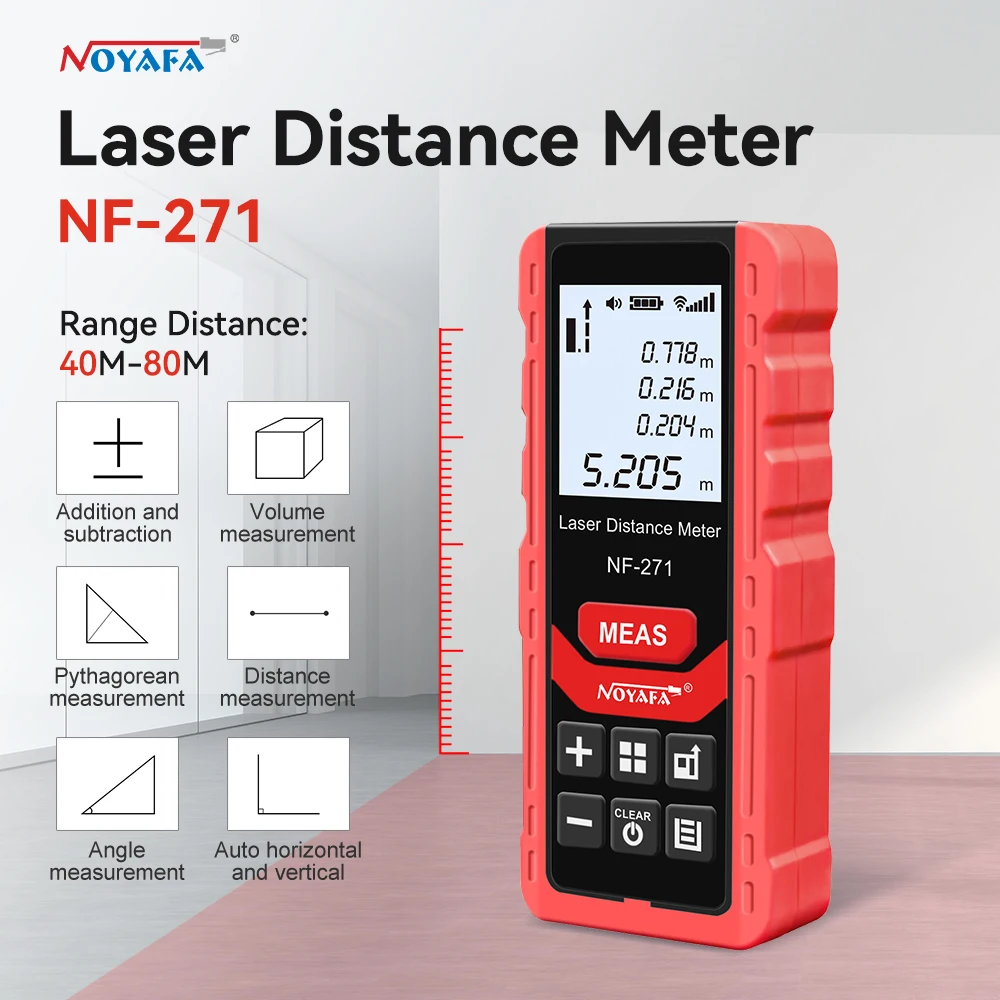 Noyafa-medidor de Distância Laser Roleta Eletrônica Rangefinder Digital Metro Range Finder Ferramentas de Medição Nf271 40 m 80m