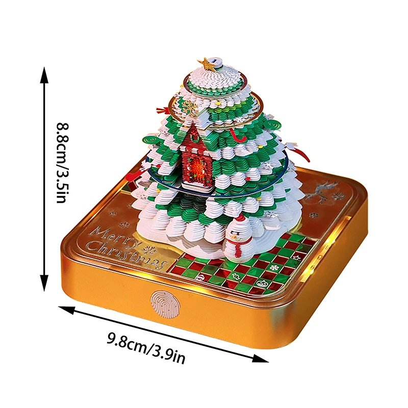 Calendario de escritorio de árbol de Navidad con luces LED 2025, Bloc de notas creativo, Bloc de notas DIY, calendario de arte 3D