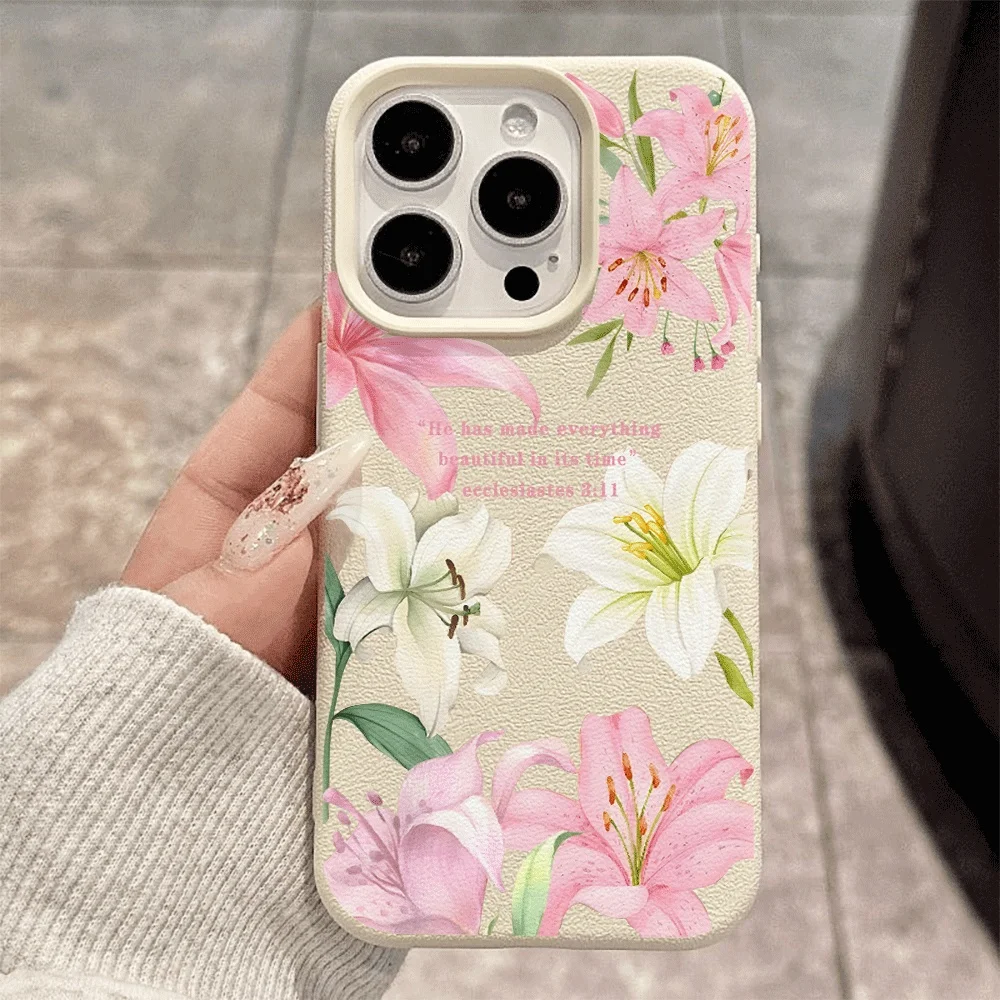 Weiße Lilie Handyhülle für iPhone 17 16 15 14 13 12 11 Pro Max 16 15 14 Plus 17 16 15 14 13 Pro 17Air Silikon Matte Hülle – Detail 2