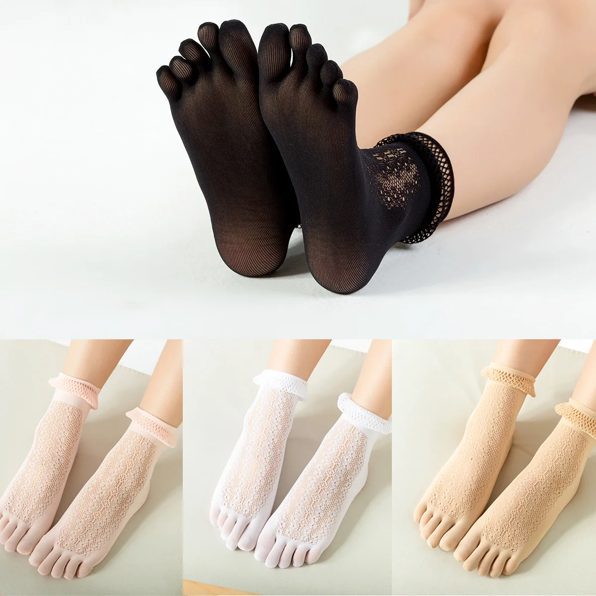 

Summer New Five-finger Socks Ladies Breathable Ankle Toe Socks Set