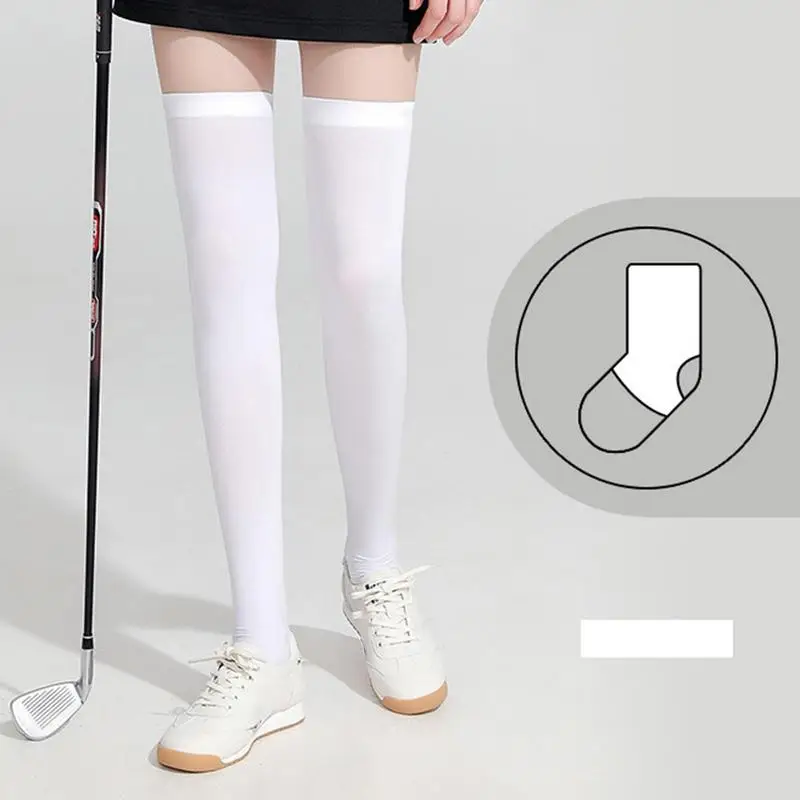 

Summer Golf Stockings Sun Protection Sports Socks Nylon Ice Silk Sunscreen High Socks Over Knee Thigh High Legging Stockings