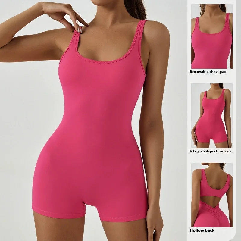 

Women's Dynamic Support Level 2 Sleeveless Yoga Bodysuit #BFR2025 Built-in Padded Pleated Mesh Back Gym Running Suit Virtual Fit