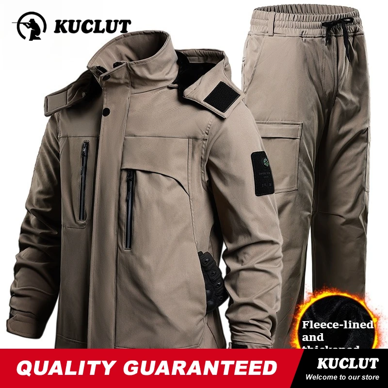 Picture 4: Tactics Autumn Winter Fleece Man Sets Windproof Waterproof Cold Proof Warm Thickened 2-pcs Hiking Mountaineering Outdoors Suits