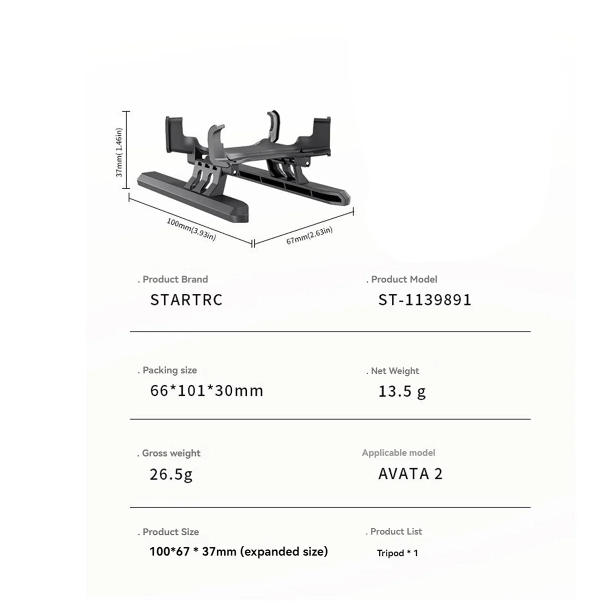 STARTRC Landing Gear for DJI Avata 2 Heightened 22MM Ground Clearance Safe Landing Preventing Falls Impact Damage