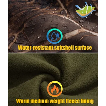 Men's Silent Soft Shell Camouflage Tactical Jacket Waterproof Warm Fleece Hunting Jackets Outdoor Hiking Fishing Hooded Coat 5