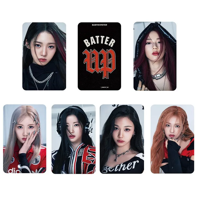 6Pcs/Set KPOP Babymonster BATTER UP Album Member Debut Photocards PHARITA RUKA Two Sides Charm Lomo Cards Fans Collection Gifts