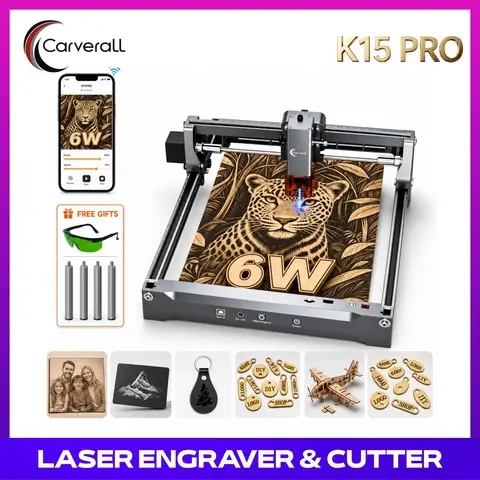 K15 Pro Laser Engraver 6W-Laser Engraving Machine for Coated Metal Wood Acrylic Glass Stone, Near A4 Work Area Offline Engraving CNC DIY Lazer Cutter for Home & Crafting 6000mW Class 1